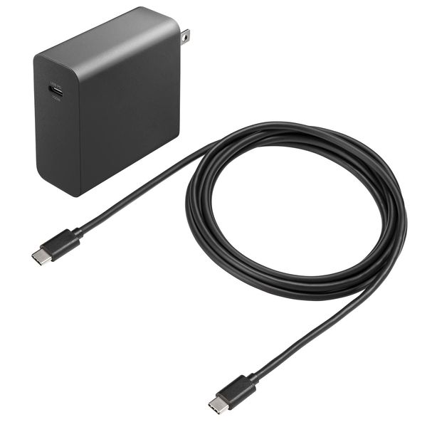 Sanwa Supply ACA-PD93BK USB PD Compatible AC Charger with PD100W Type C Cable
