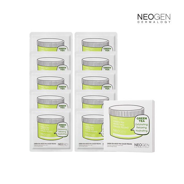 [Neogen] Green Tea Moist Powder Hagauze Peeling (7ml, 10 sheets)