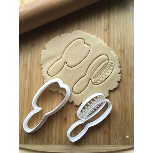 Sweet Prints Inc Set of 2 Hair Brush Cookie Cutter - Dishwasher Safe (6" wide)