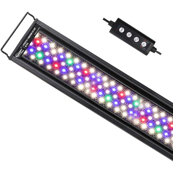 Hygger Aquarium Light, Aquarium Light, LED, Tropical Fish Light, For Aquariums, 7 Color LED, 115 LED, 22 W, Daylight and Moonlight Mode, Brightness Adjustment, Timer Included, Aquarium Fish Breeding,