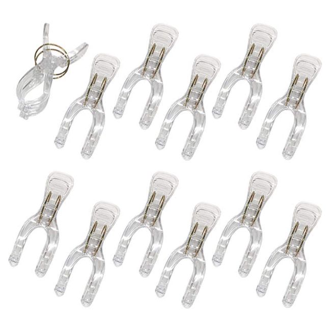 Nikko PC-12 Pole Clip, Reinforced Pole Clip, Clear, 12 Pieces, Rod Clips, Rod Clips, Y-Shaped, Laundry Clothes, Fixed, For Rods, Strong, Pinch Clip, Plastic, Transparent