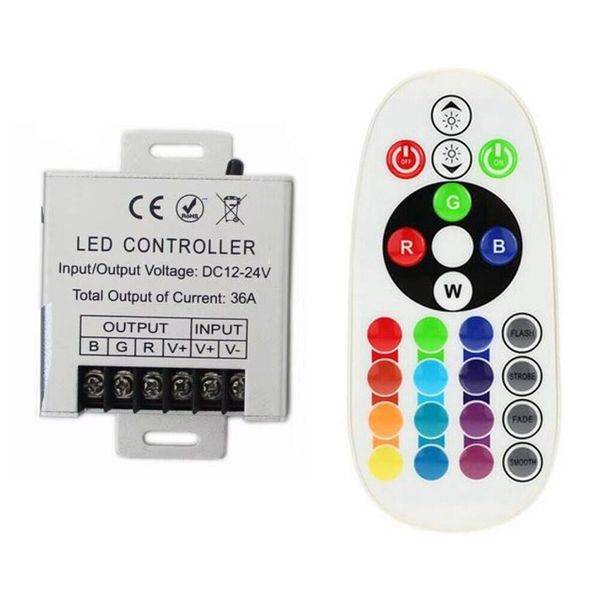 DC 12V-24V 36A LED Lights Controller 24Key RGB Remote Controller for 3528 5050