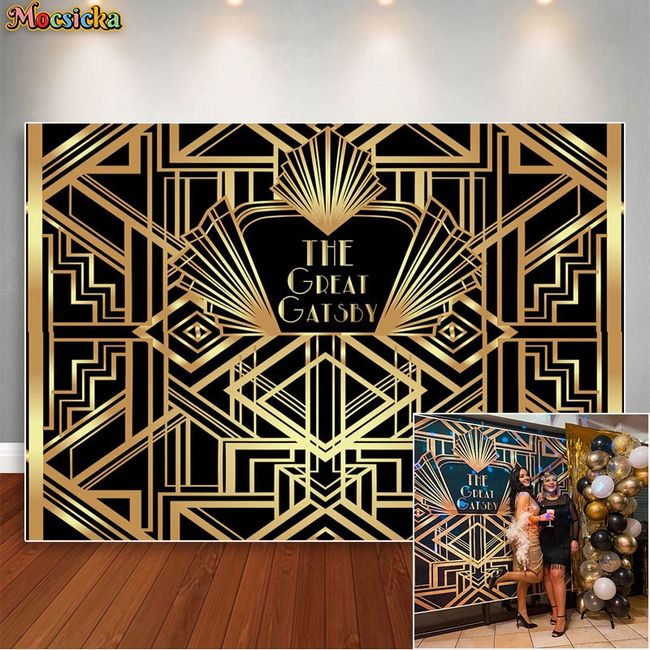 The Great Gatsby Birthday Backdrop Banner Baby Shower Party Supplies 7x5Ft