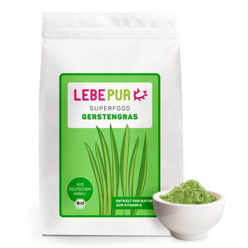 Lebepur Organic Barley Grass Powder 500 g | Made in Germany | Raw Food Quality | 100% Barley Grass Powder | Vegan | High Fibre | Residue Controlled | Gluten-Free and Lactose Free | Laboratory Tested
