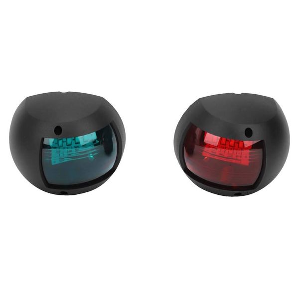 Aramox Marine Navigation Light, DC12V-24V 3W Waterproof Signal Lamp Spherical Red and Green LED Navigation Light[Black]