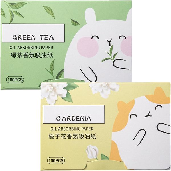 200 Sheets Oil Absorbing Sheets for Face, Makeup Blotting Paper Oil Blotting Sheets, Oil Blotting Sheets for Face Soft Oil Unisex Blotting Papers for Oily Care (Green tea+Gardenia)