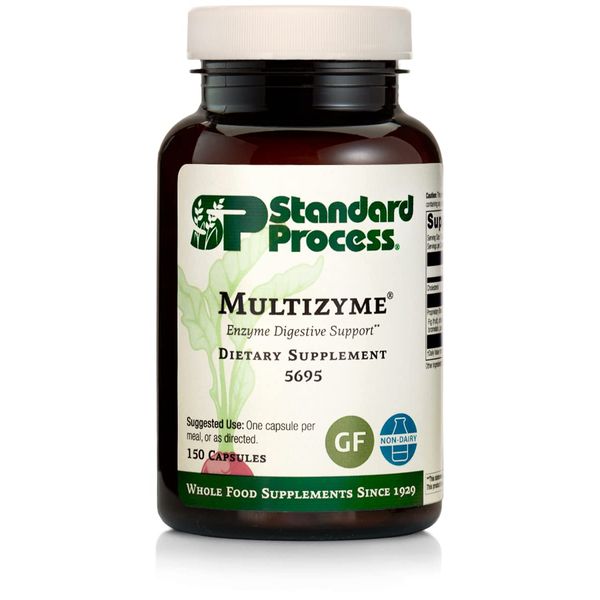 Standard Process Multizyme - Whole Food Pancreas Support, Pancreatin Digestive Enzymes, Digestive Health and Pancreatic Enzymes with Cellulase, Papain, Amylase, Lipase and More - 150 Capsules