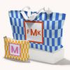 Personalization Universe Bright Check Monogram Personalized Makeup Bag
