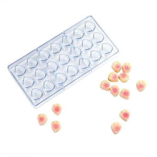 Restaurantware Pastry Tek 10.8 x 5.3 Inch Chocolate Berry Mold, 1 Berry Chocolate Fruit Mold - 20 Cavities, Freezer-Safe, Clear Polycarbonate Berry Mold, Easy Release, Food Grade