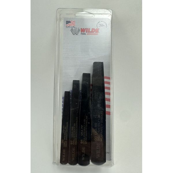 Wilde Tool #89 4pc Large Screw & Bolt Square Extractor Set MADE IN USA w/ Case