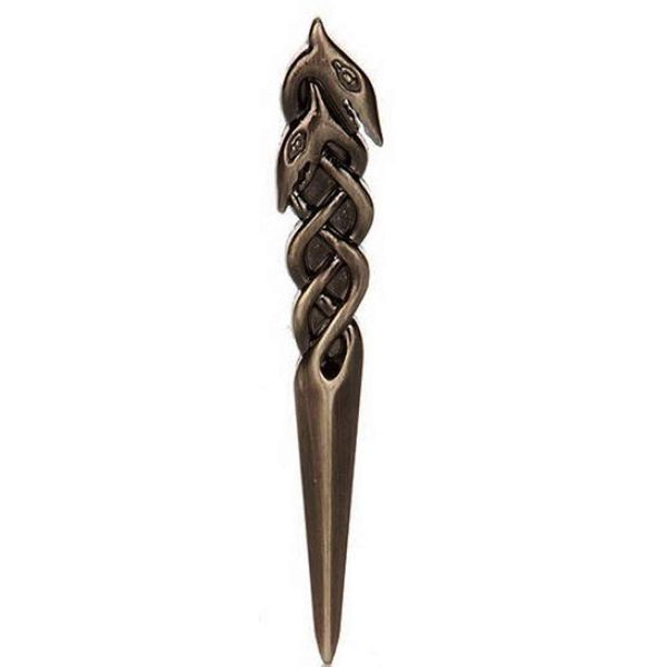 Simple Celtic Serpent Kilt Pin - 2 finishes available