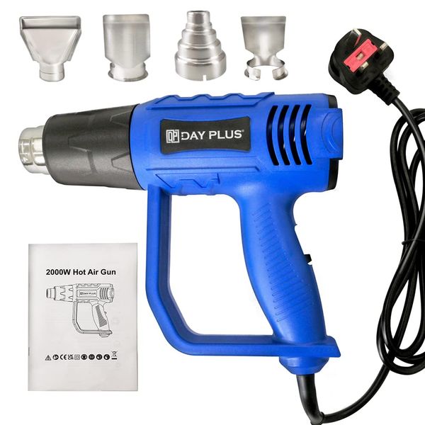 Professional 2000W 60°C- 600°C Heat Gun Kit, Adjustable Temperature, with 2 Temperature Modes 4 Accessories