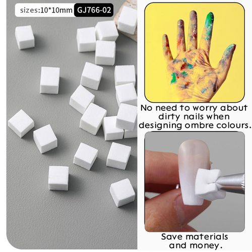 100 Pcs Nail Sponges for Ombre with Metal Grabber, Ombre Nail Brush, Soft Sponges for Ombre Nails Design Nail Art Tools Sponge Brush,Used to Create a Variety of Gradient Nail Art Patterns