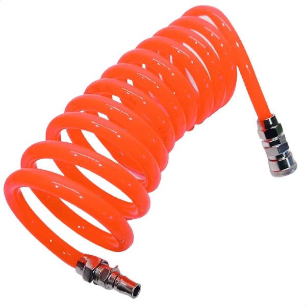 TEXST Spiral Air Hose [Effective Length 6.6 ft (2 m), Inner Diameter 0.3 inch (8 mm), Outer Diameter 0.5 inch (12 mm) (For Air Compressors, Professional Specifications), Coil Hose, Screw Hose, Air