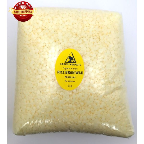 RICE BRAN WAX ORGANIC FLAKES VEGAN BEADS VEGETABLE PASTILLES 100% PURE 5 LB