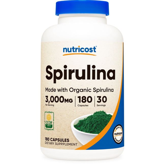 Nutricost Spirulina 3,000mg, 180 Capsules, Made with Organic Spirulina