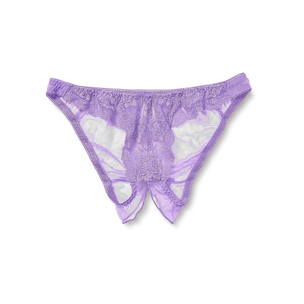 La Paume 322031 Bikini Panties, Opening, Full Back Panties, 20 Half Fabric, Invisibility Lace, Purple, purple