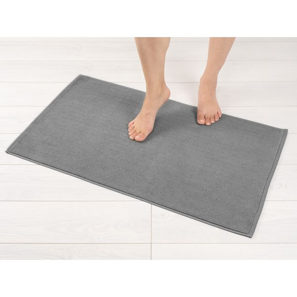 American Soft Linen Bath Rug, 20 in 34 in 100% Cotton Bath Mats Rugs for Bathroom, Non Slip Washable Shaggy Form Area Rugs, Light Grey Bath Rug