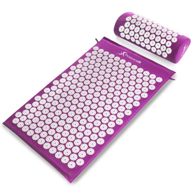 ProsourceFit Acupressure Mat and Pillow Set for Back/Neck Pain Relief and Muscle Relaxation, Purple