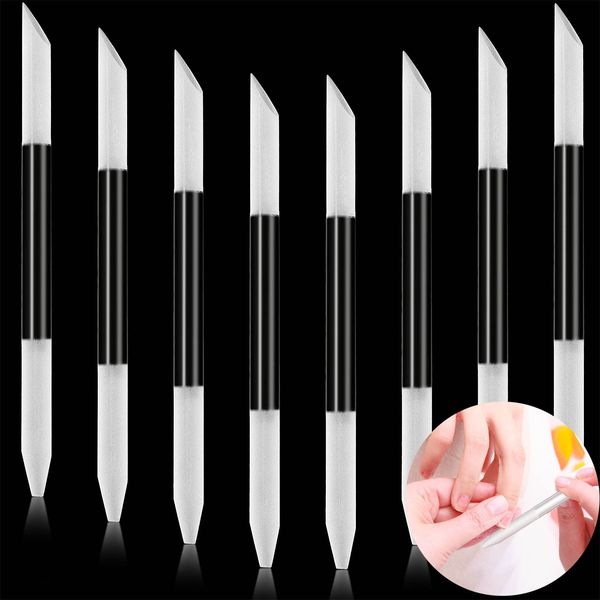 3 Pieces Glass Cuticle Pusher Cuticle Remover Glass Nail File Dual Ended Manicure Pedicure Tools for Nails and Cuticles Care (Transparent)