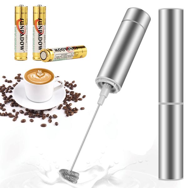 MOSUO Milk Frother Handheld - Battery Powered Electric Milk Frother Foamer,Powerful 19000rpm, Mini Drink Mixer Coffee Frother for Latte, Cappuccino, Hot Chocolate