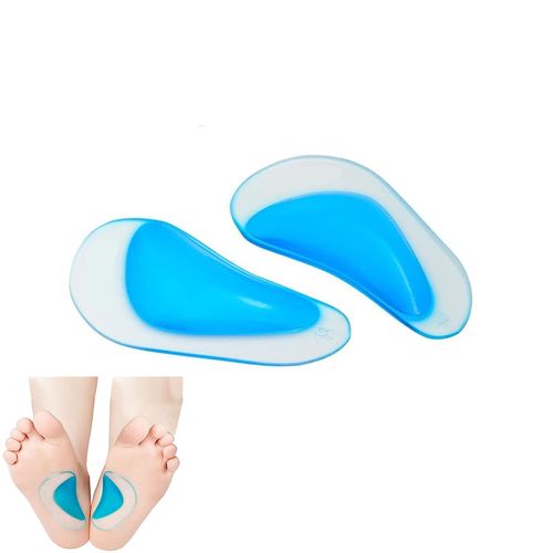 Walgreen® Pair of Orthopedic Gel Arch Support Insoles Flat Feet Fallen Heel Squrs Support Gel Soft Pads Silicone Insoles Planter Fasciitis Shoe Arch Cusion Pads Cups for Women Men Blue Small