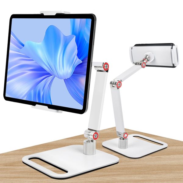 [2024 Newest Model/Stable, Never Sway] Tablet Stand, Smartphone Stand, PC Stand, Tablet Stand, Tabletop, Stand, Arm, For Beds, 4.7 - 15.6 Inches, 360 Rotation, Horizontal/Back, Won't Sway, Floor