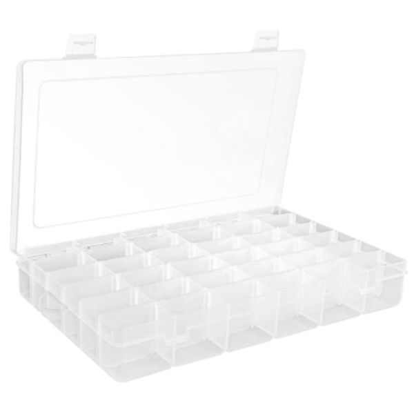 ARROWWAY Parts Case, Small Partitions, Divided, 36 Compartments, Accessory Storage, Piercing Case, Bead Case, Plastic Case, Accessories, Jewelry Storage, Small Storage