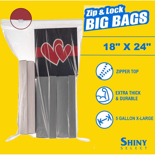 Shiny Select [ 10 count ] extra large food storage plastic bags with double  zipper top - 5 gallon