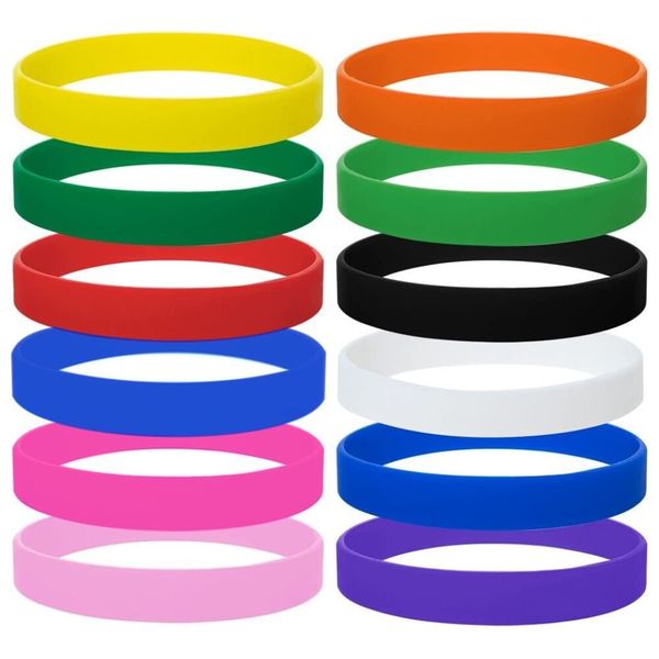 XSAJU Silicone Wristbands Rubber Bracelet Set of 12 Colors Solid Color Rubber Wristbands for Team Dividing, Silicone