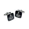 Masonic Black and Silver Square with G Cufflinks in a Personalised Engraved Cufflink Box
