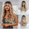 Platinum BLONDE Human HAIR Blend Multicolor Wavy Curly bangs layers