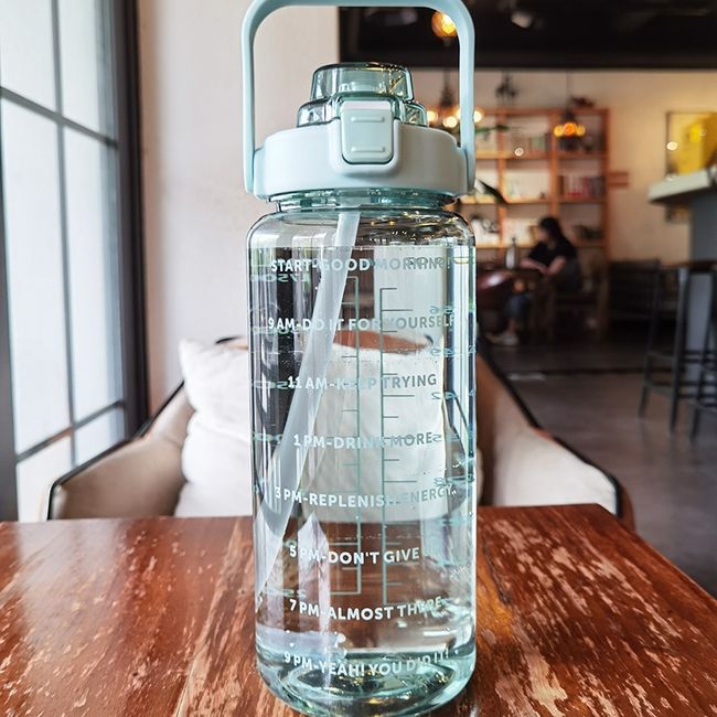 2 Liter Water Bottle With Straw Kawaii Cute Drinking Sports