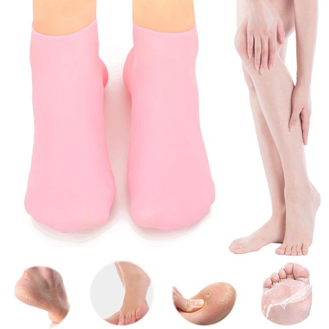 2 Pair Full Length Silicone Gel Moisturizing Socks Foot Care Protector Free Ship