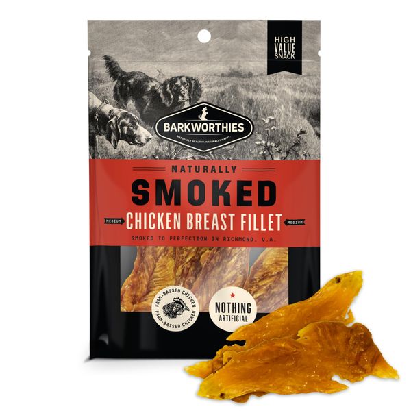 USA Hickory Smoked Chicken Jerky Dehydrated Dog Treats 4 oz. | Irresistible Flavor, Amazing Odor | Chicken Fillet Treats for Dogs - All Natural High Protein Real Chicken Breast Premium Dog Chews