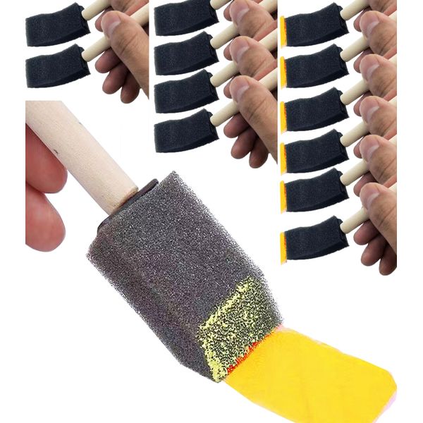 Foam Paint Brushes, Sponge Brushes, Sponge Paint Brush, Foam Brushes, Foam Brushes for Painting, Foam Brushes for Staining Paint Sponges Foam Brush (12pcs, 1 inch Black)