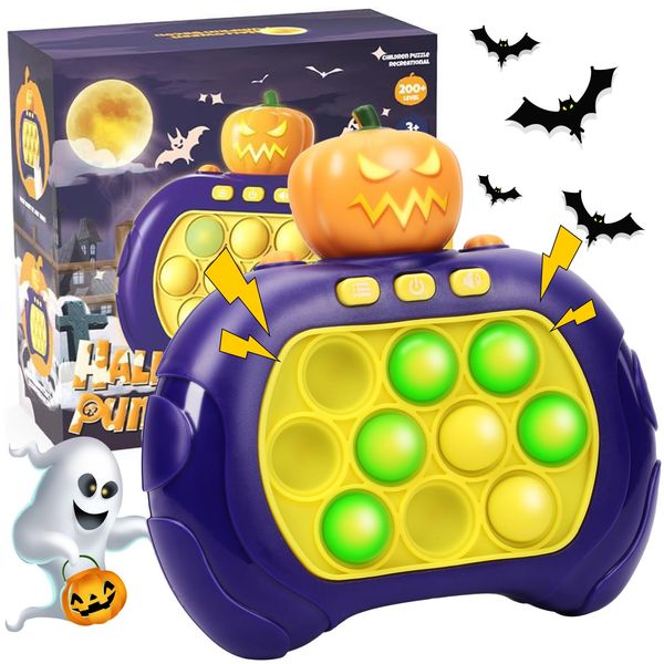 LLESSOO Fast Push Game Fidget Toys Pop Game Handheld Bubble Game Console Light up Pop Game Sensory Fidget Toys for Kids Ages 3-12 for Boys and Girls, Birthday Gift (Halloween)