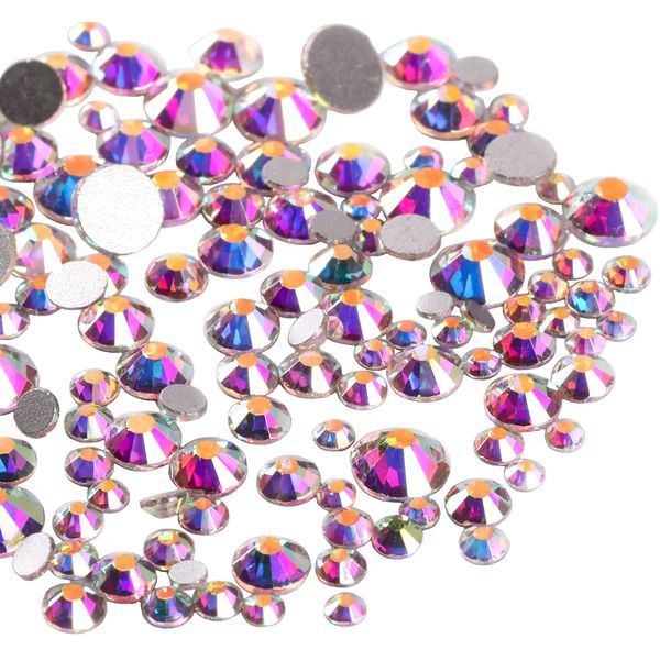 Jollin 3456pcs Flatback Rhinestones Glass Charms Diamantes Gems Stones for Nail Art 6 Size ss4~ss12 Crystal AB