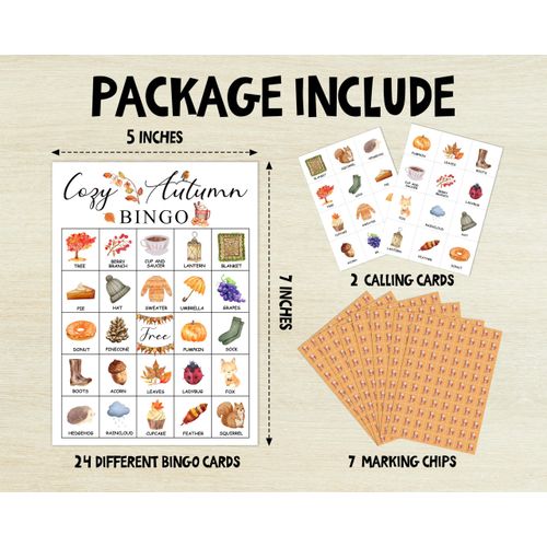 Cozy Autumn Bingo Games Cards, Fall Bingo Game Set, Thanksgiving Party Bingo Game, Autumn Bingo Supplies for Adults Family Friends, Thanksgiving Party Holiday Decorations -13