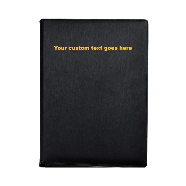 Arpan Personalised Text 24 Pockets 48 Sides A4 Presentation Folder Document File Folder Display Book Portfolio Professional Conference Folder Faux Leather (Black)