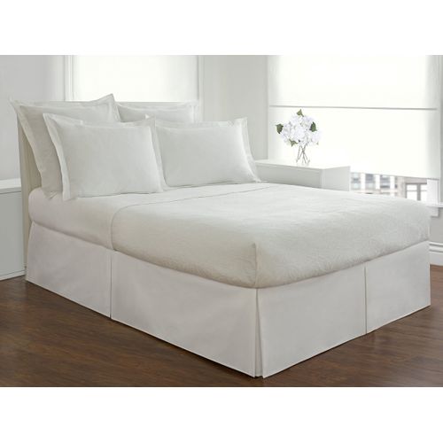 Fresh Ideas Bedding Tailored Bedskirt, Classic 14” Drop Length, Pleated Styling, King, White, (Model: FRE20114WHIT04)