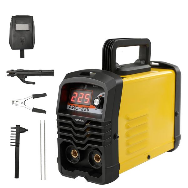 Welding Machine, Electrode Welding Machine MMA 225A, Inverter, Arc Welding Machine with Digital LED Display, Ground Clamp, Welding Stand, Mask, Brush, Welding Rod