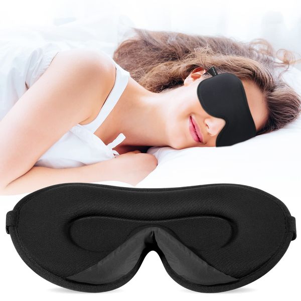 Boniesun 2023 Summer Breathable 3D Sleep Mask for Side Sleepers, Full Light Blocking Eye Mask for Men & Women, Extra Eye Space Without Touching The Eyelashes