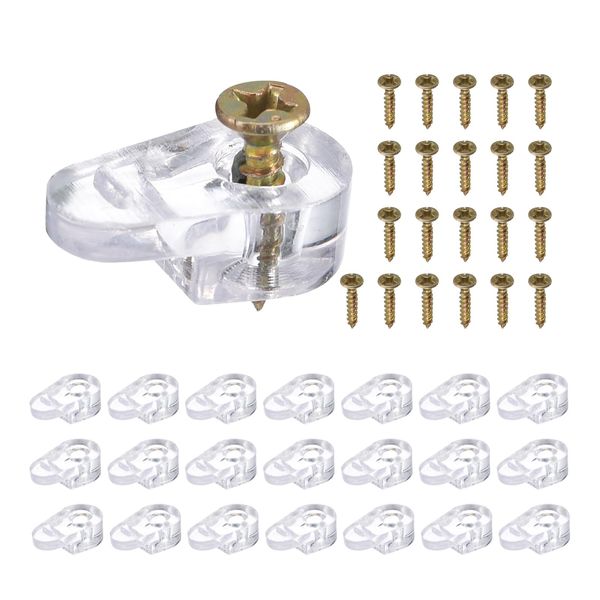 sourcing map 30Set Glass Retainer Clips Kit, 20mm Plastic Glass Cabinet Clips with Screws for Fixing 3mm Thick Glass Cabinet Doors Mirror, Clear