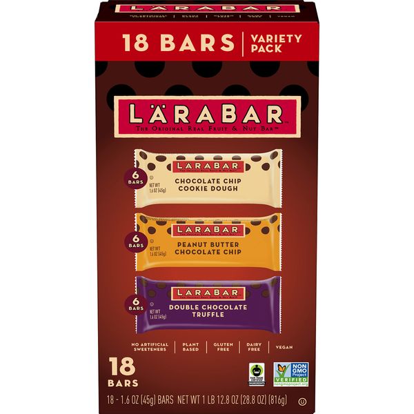 LÄRABAR Chocolate Variety Pack, Gluten Free Vegan Fruit & Nut Bars, 18 ct