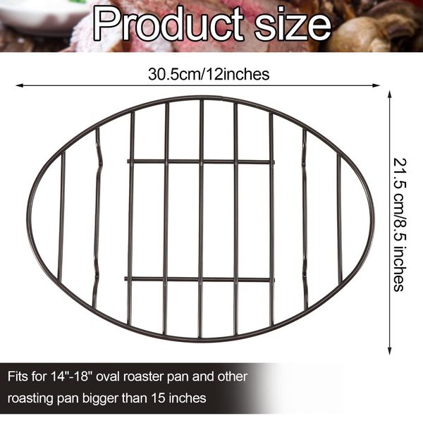 Fivebop 2 Pack Roasting Racks Oval Non Stick Stainless Steel Cooling Rack Grill Cooking Baking Grilling Roasting Steamer Rack Oven and Dishwasher Safe 12" x 8.5"