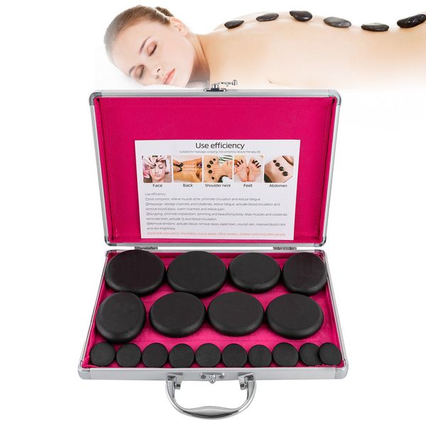 Hot Massage Stone Set Warmer Rock Kit Natural Basalt Rocks w/ Heating Box 16 Pcs