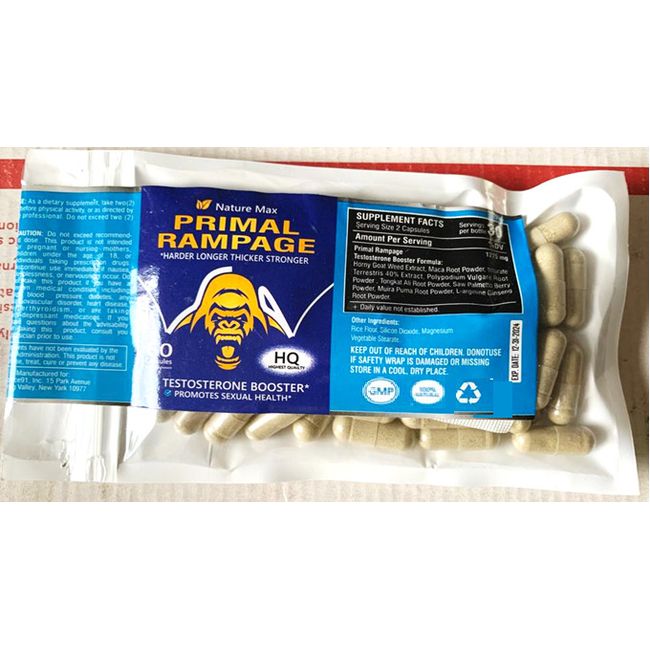 PRIMAL RAMPAGE MACA,GINSENG Herbal & Natural - 60 Pills