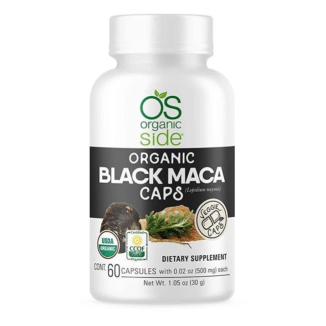 OS Organic Side - Organic Black Maca 60 Capsules - Adaptogen - USDA Certified - GMO Free - Vegan