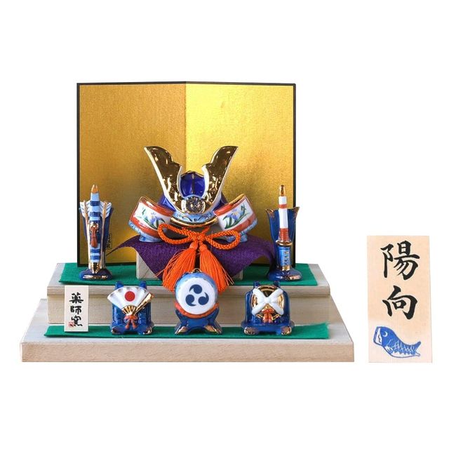 Osaka Choseido May Doll, Compact, Mini, Ceramic, Name Engraved, Wooden Card Bonus Item (Sold Separately), 8.3 inches (21 cm), Helmet Decoration, Somekishi Shusei Helmet, Flat Decoration